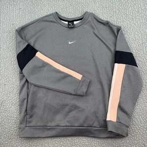 Nike Therma Crewneck Sweatshirt Women's Medium Gray Dri-Fit BV4970-011